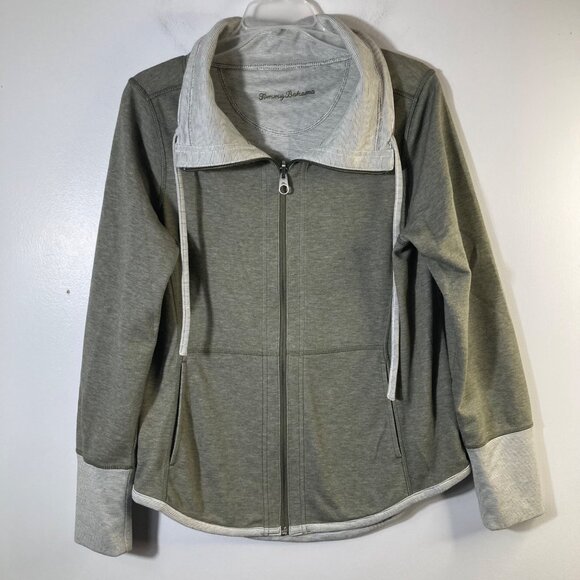 Womens Tommy Bahama Sun Fade Flipside Reversible Zip Jacket L Green White - Picture 3 of 10